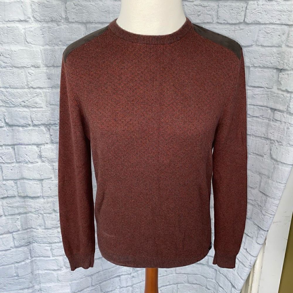 Tasso Elba men M cotton blend Longsleeve Crewneck sweater w/shoulder patch